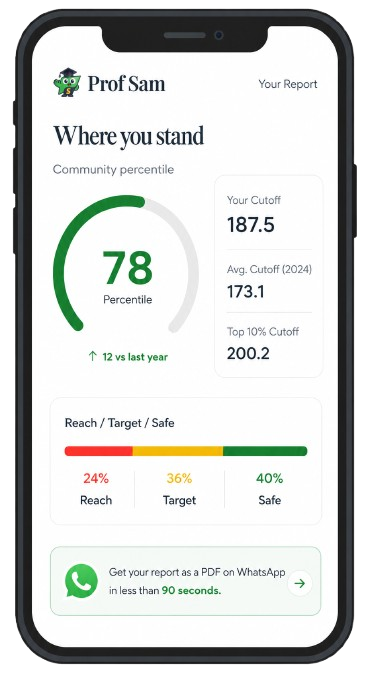 Sample TNEA Cutoff Report on WhatsApp